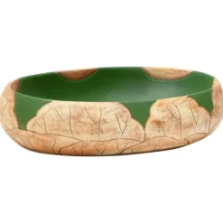 vidaXL Lavabo sobre encimera ovalado cerámica verde marrón 59x40x15 cm Marr&oacute;n y verde Online