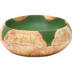 vidaXL Lavabo sobre encimera ovalado cerámica verde marrón 59x40x15 cm Marr&oacute;n y verde Online