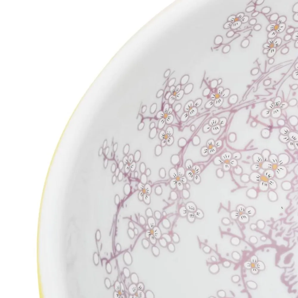 vidaXL Lavabo sobre encimera redondo cerámica blanco Φ41x14cm Amarillo Hot