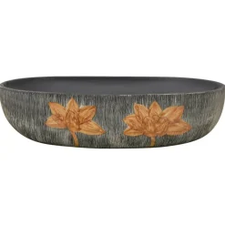vidaXL Lavabo sobre encimera ovalado cerámica gris y negro 59x40x14 cm Gris y marrón Online
