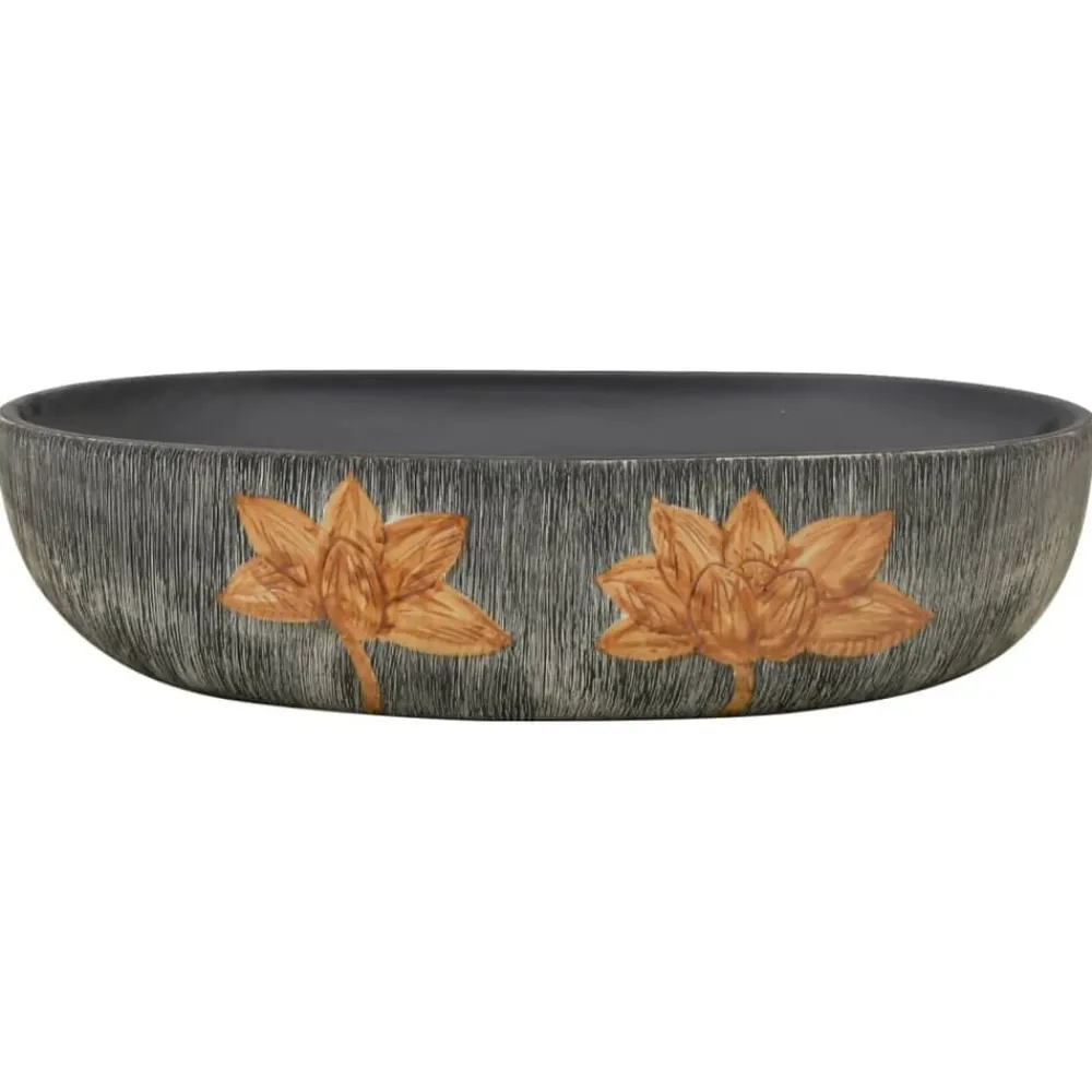 vidaXL Lavabo sobre encimera ovalado cerámica gris y negro 59x40x14 cm Gris y marrón Online