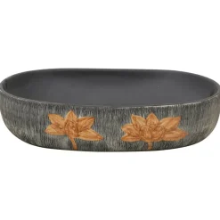 vidaXL Lavabo sobre encimera ovalado cerámica gris y negro 59x40x14 cm Gris y marrón Online
