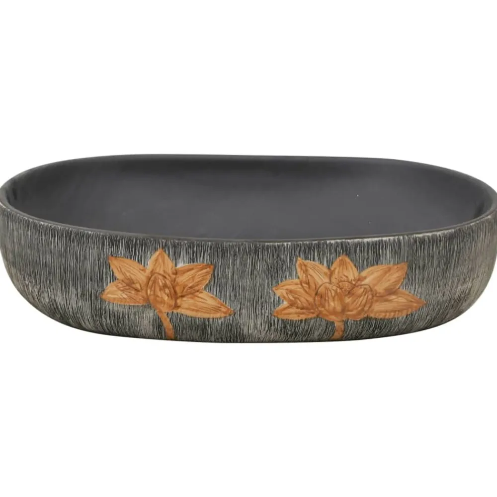 vidaXL Lavabo sobre encimera ovalado cerámica gris y negro 59x40x14 cm Gris y marrón Online