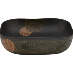 vidaXL Lavabo sobre encimera rectangular cerámica 48x37,5x13,5cm Negro Outlet