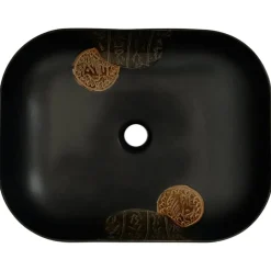 vidaXL Lavabo sobre encimera rectangular cerámica 48x37,5x13,5cm Negro Outlet