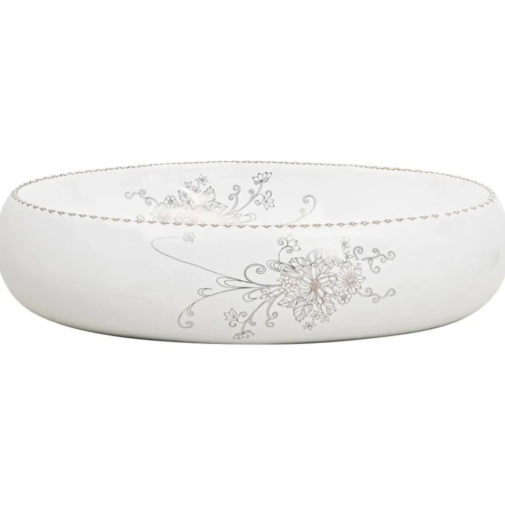 vidaXL Lavabo sobre encimera ovalado cerámica 59x40x15 cm Blanco Clearance