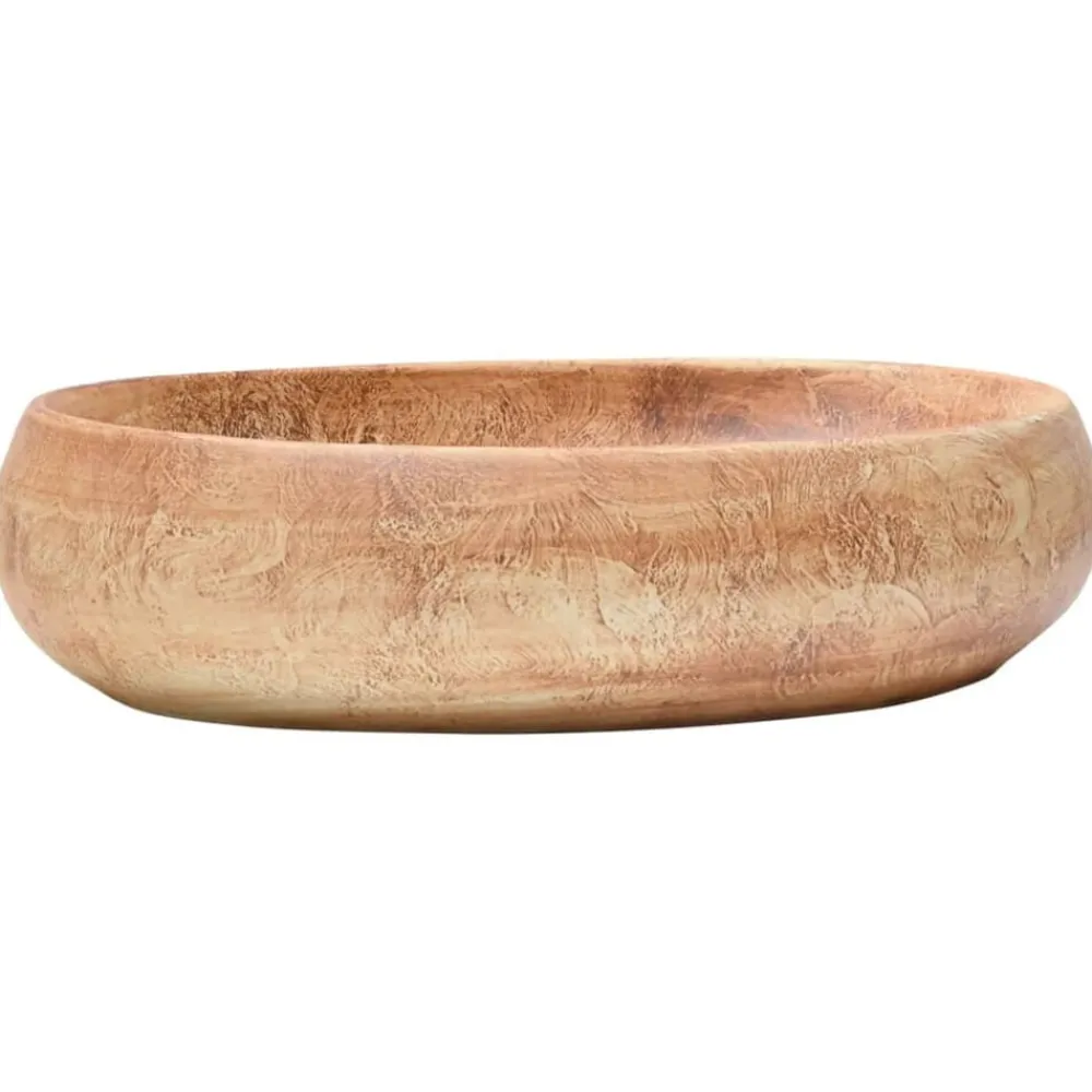vidaXL Fontanería-Lavabo sobre encimera ovalado cerámica marrón 59x40x15 cm