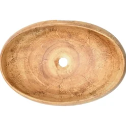 vidaXL Fontanería-Lavabo sobre encimera ovalado cerámica marrón 59x40x15 cm