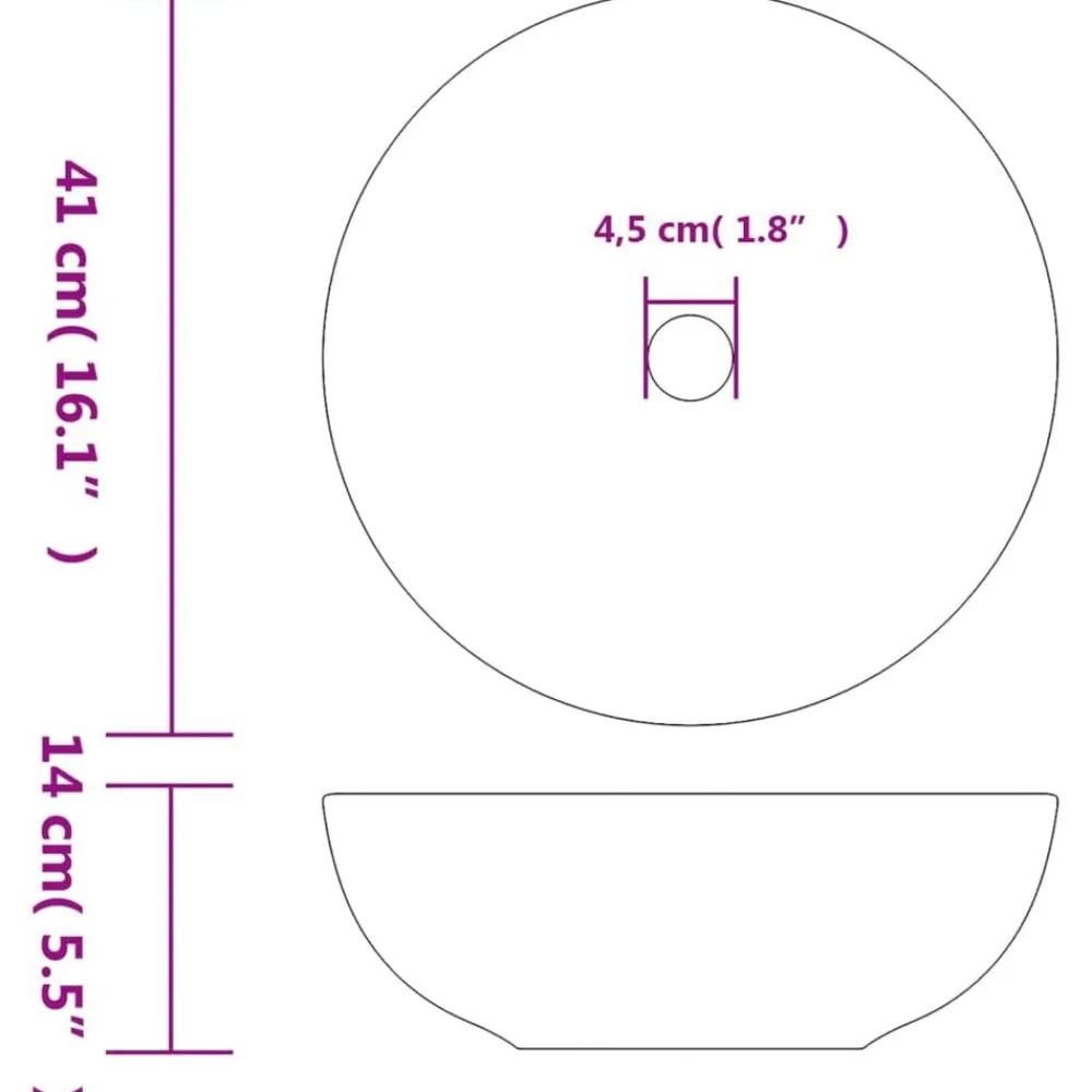 vidaXL Fontanería-Lavabo sobre encimera redondo cerámica blanco y azul Φ41x14 cm
