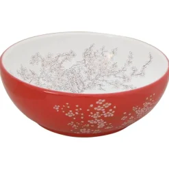 vidaXL Lavabo sobre encimera redondo cerámica Φ41x14 cm Blanco y rojo
