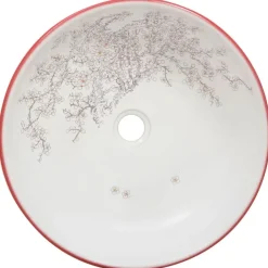 vidaXL Lavabo sobre encimera redondo cerámica Φ41x14 cm Blanco y rojo