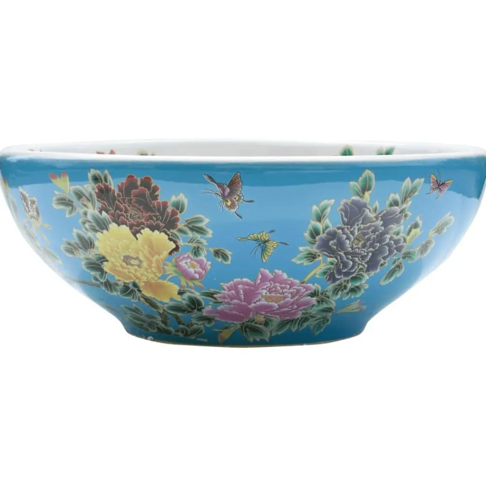 vidaXL Lavabo sobre encimera redondo cerámica multicolor Φ41x14 cm Azul y amarillo Online