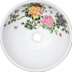 vidaXL Lavabo sobre encimera redondo cerámica multicolor Φ41x14 cm Azul y amarillo Online