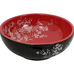 vidaXL Lavabo sobre encimera redondo cerámica rojo y negro Φ41x14 cm Negro y rojo Sale