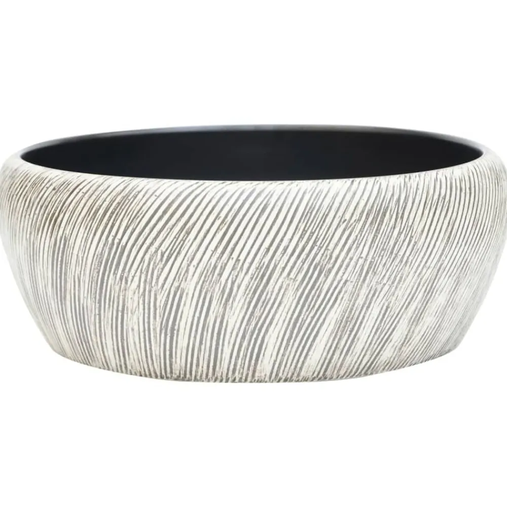 vidaXL Lavabo sobre encimera redondo cerámica Φ41x14 cm Negro y gris