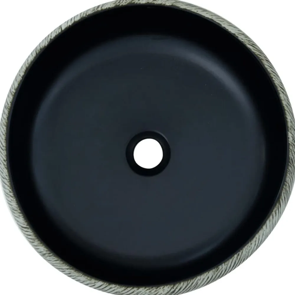 vidaXL Lavabo sobre encimera redondo cerámica Φ41x14 cm Negro y gris