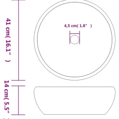 vidaXL Lavabo sobre encimera redondo cerámica Φ41x14 cm Negro y gris
