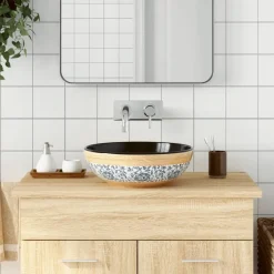 vidaXL Fontanería-Lavabo sobre encimera redondo cerámica multicolor Φ41x14 cm