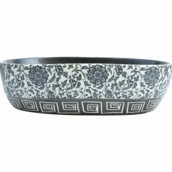 vidaXL Lavabo sobre encimera ovalado cerámica 47x33x13 cm Negro y azul