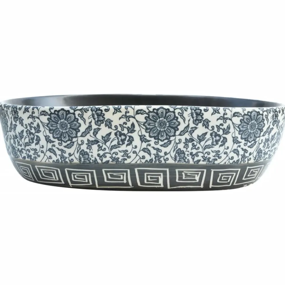 vidaXL Lavabo sobre encimera ovalado cerámica 47x33x13 cm Negro y azul
