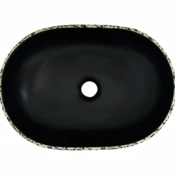vidaXL Lavabo sobre encimera ovalado cerámica 47x33x13 cm Negro y azul