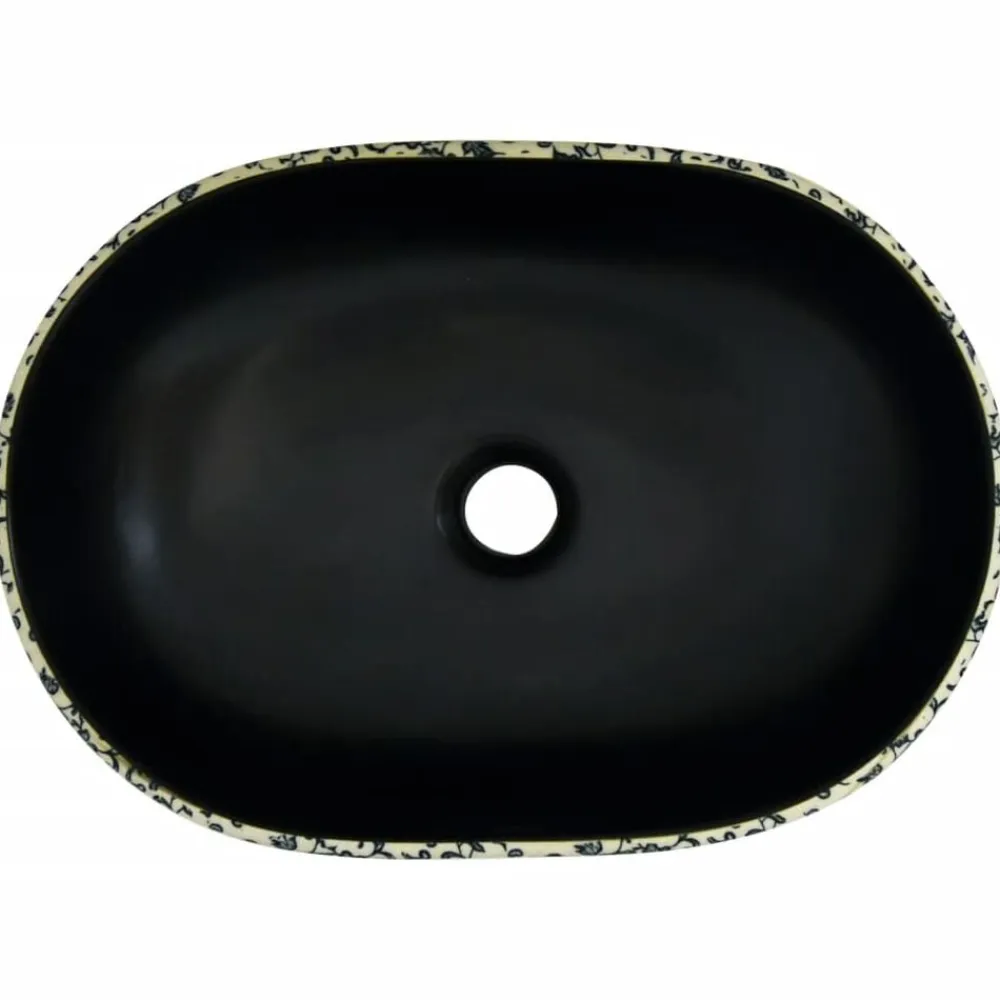vidaXL Lavabo sobre encimera ovalado cerámica 47x33x13 cm Negro y azul
