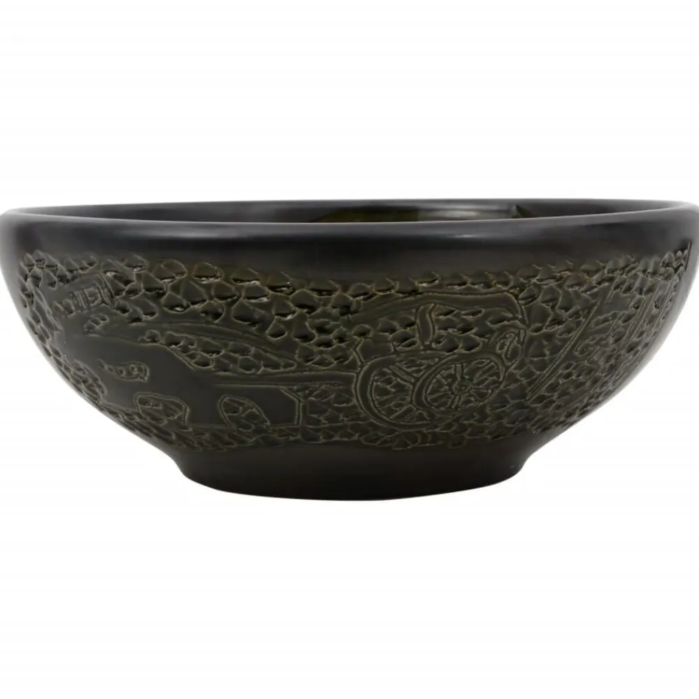 vidaXL Lavabo sobre encimera redondo cerámica Φ41x14 cm Negro Hot