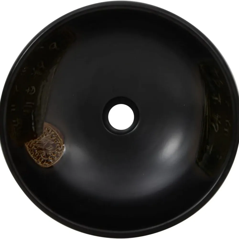 vidaXL Lavabo sobre encimera redondo cerámica Φ41x14 cm Negro Hot