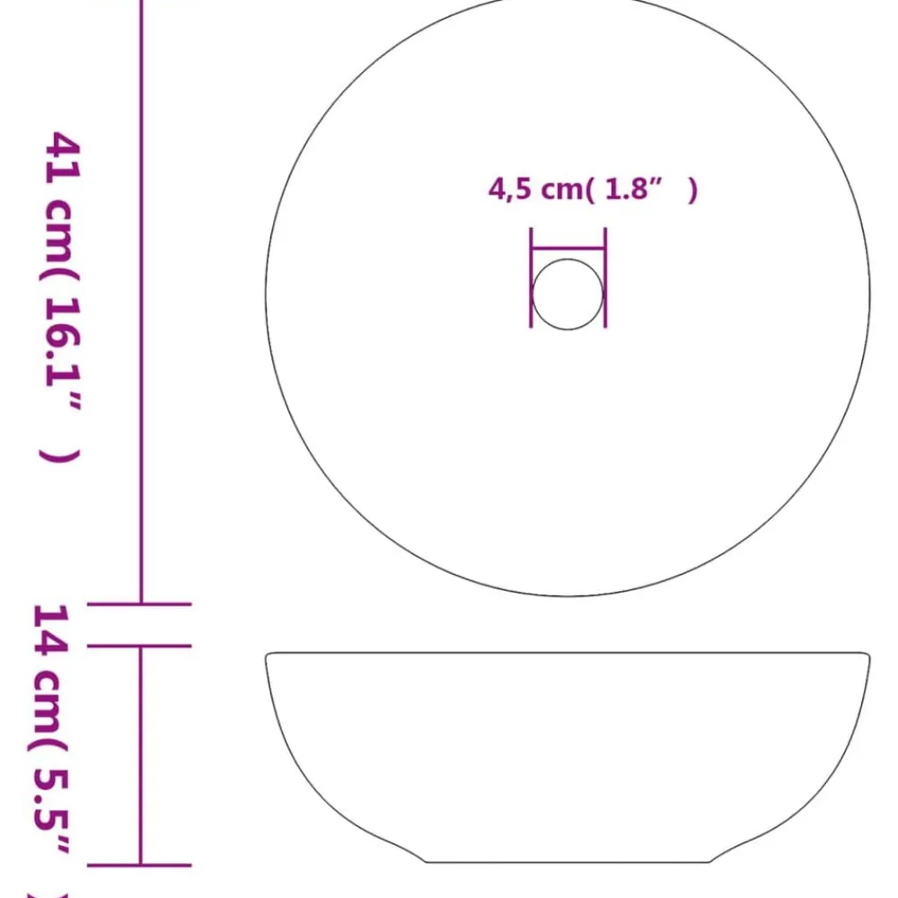 vidaXL Lavabo sobre encimera redondo cerámica Φ41x14 cm Negro Hot