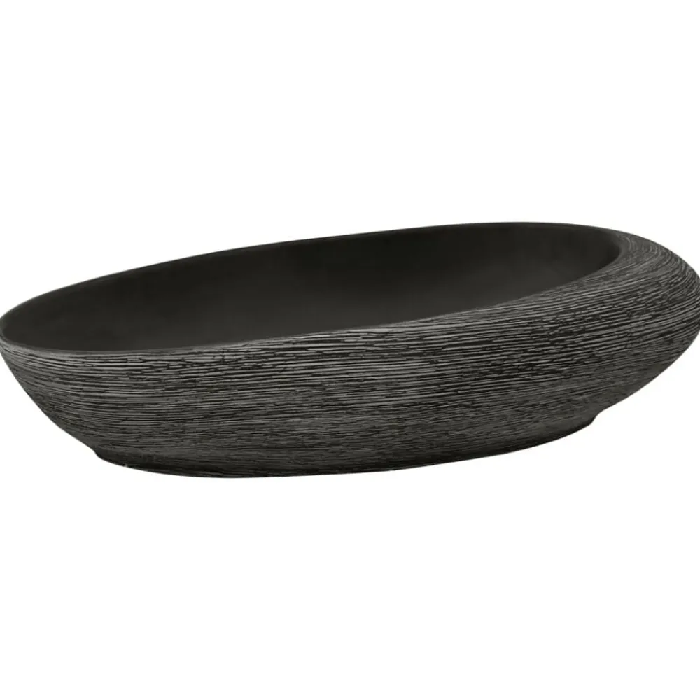 vidaXL Lavabo sobre encimera ovalado cerámica 59x40x14 cm Gris y negro New