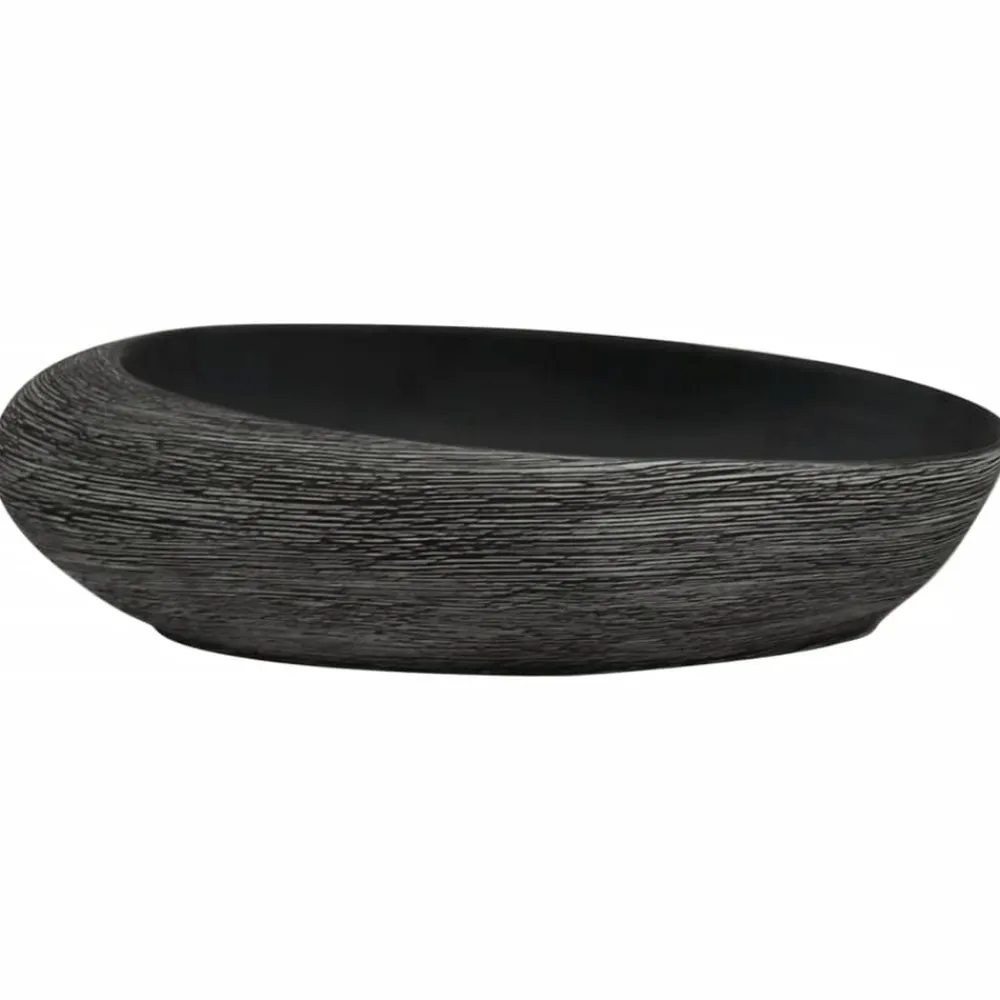 vidaXL Lavabo sobre encimera ovalado cerámica 59x40x14 cm Gris y negro New