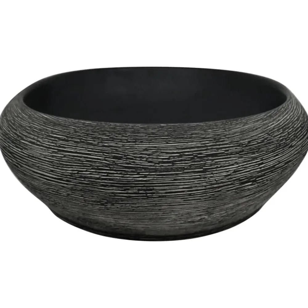 vidaXL Lavabo sobre encimera ovalado cerámica 59x40x14 cm Gris y negro New
