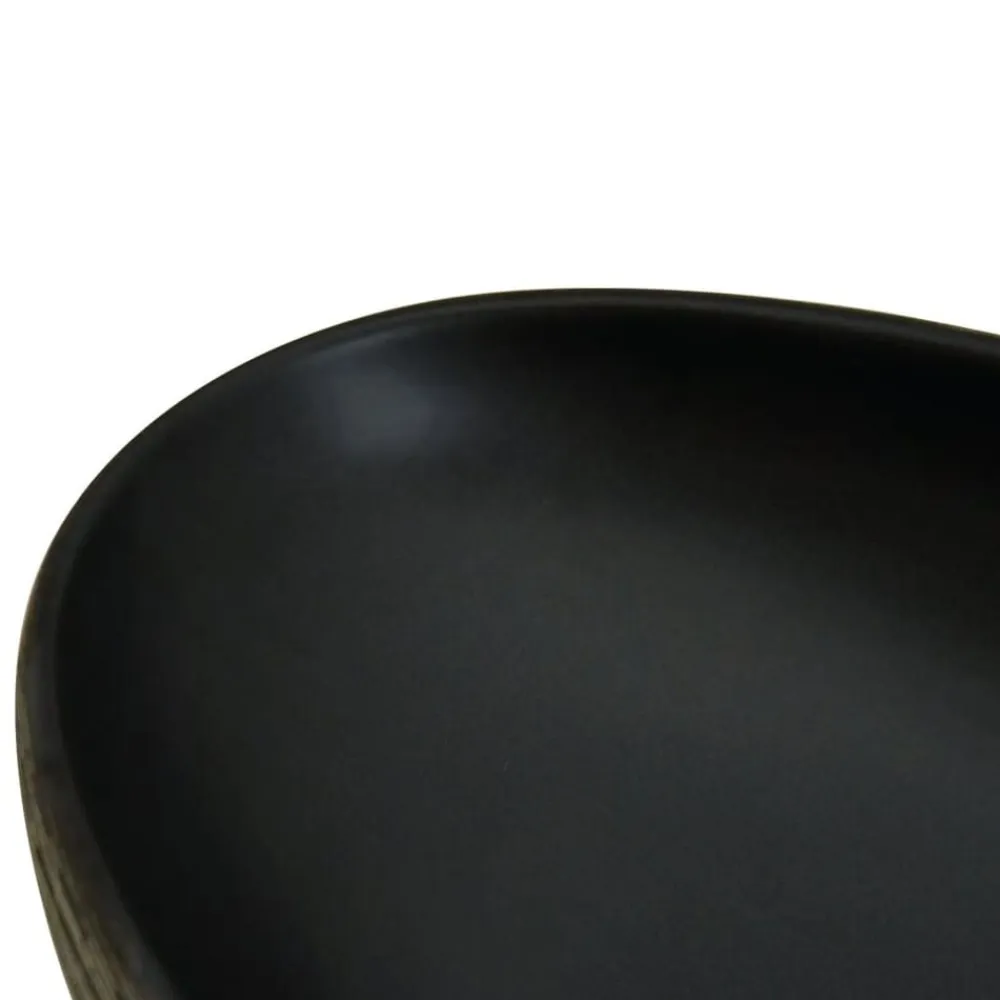 vidaXL Lavabo sobre encimera ovalado cerámica 59x40x14 cm Gris y negro New