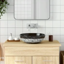 vidaXL Fontanería-Lavabo sobre encimera redondo cerámica Φ41x14 cm
