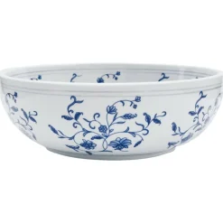 vidaXL Lavabo sobre encimera redondo cerámica Φ41x14 cm Blanco y azul Best