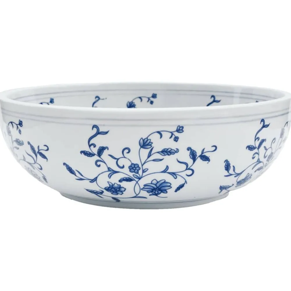 vidaXL Lavabo sobre encimera redondo cerámica Φ41x14 cm Blanco y azul Best