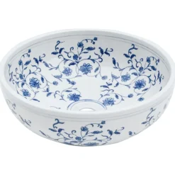 vidaXL Lavabo sobre encimera redondo cerámica Φ41x14 cm Blanco y azul Best