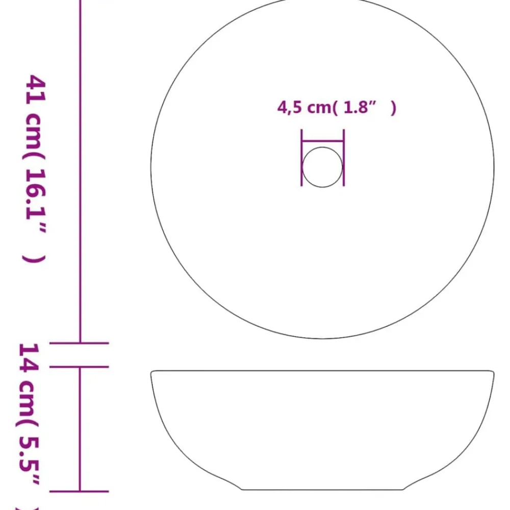 vidaXL Lavabo sobre encimera redondo cerámica Φ41x14 cm Blanco y azul Best