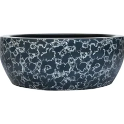 vidaXL Fontanería-Lavabo sobre encimera redondo cerámica negro y azul Φ41x14 cm