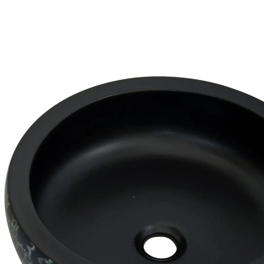 vidaXL Fontanería-Lavabo sobre encimera redondo cerámica negro y azul Φ41x14 cm