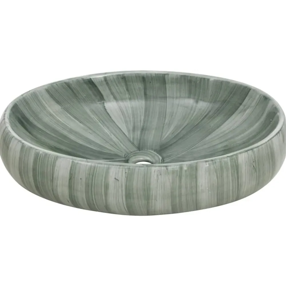 vidaXL Fontanería-Lavabo sobre encimera ovalado cerámica 59x40x15 cm