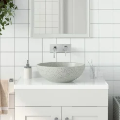 vidaXL Lavabo sobre encimera redondo cerámica gris Φ41x14 cm Gris claro Clearance