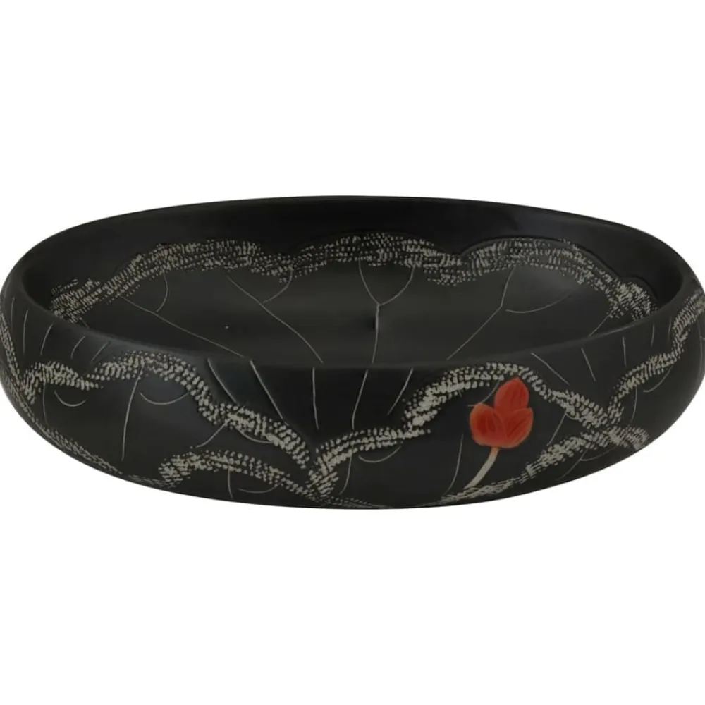 vidaXL Fontanería-Lavabo sobre encimera ovalado cerámica negro 59x40x15 cm