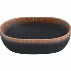 vidaXL Lavabo sobre encimera ovalado cerámica negro naranja 47x33x13cm Negro y naranja
