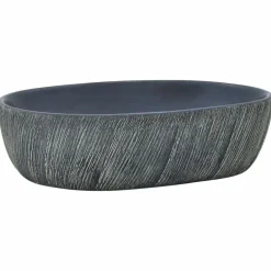 vidaXL Lavabo sobre encimera ovalado cerámica 47x33x13 cm Negro y gris Discount