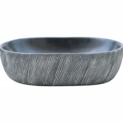 vidaXL Lavabo sobre encimera ovalado cerámica 47x33x13 cm Negro y gris Discount