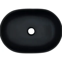 vidaXL Lavabo sobre encimera ovalado cerámica 47x33x13 cm Negro y gris Discount
