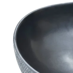 vidaXL Lavabo sobre encimera ovalado cerámica 47x33x13 cm Negro y gris Discount
