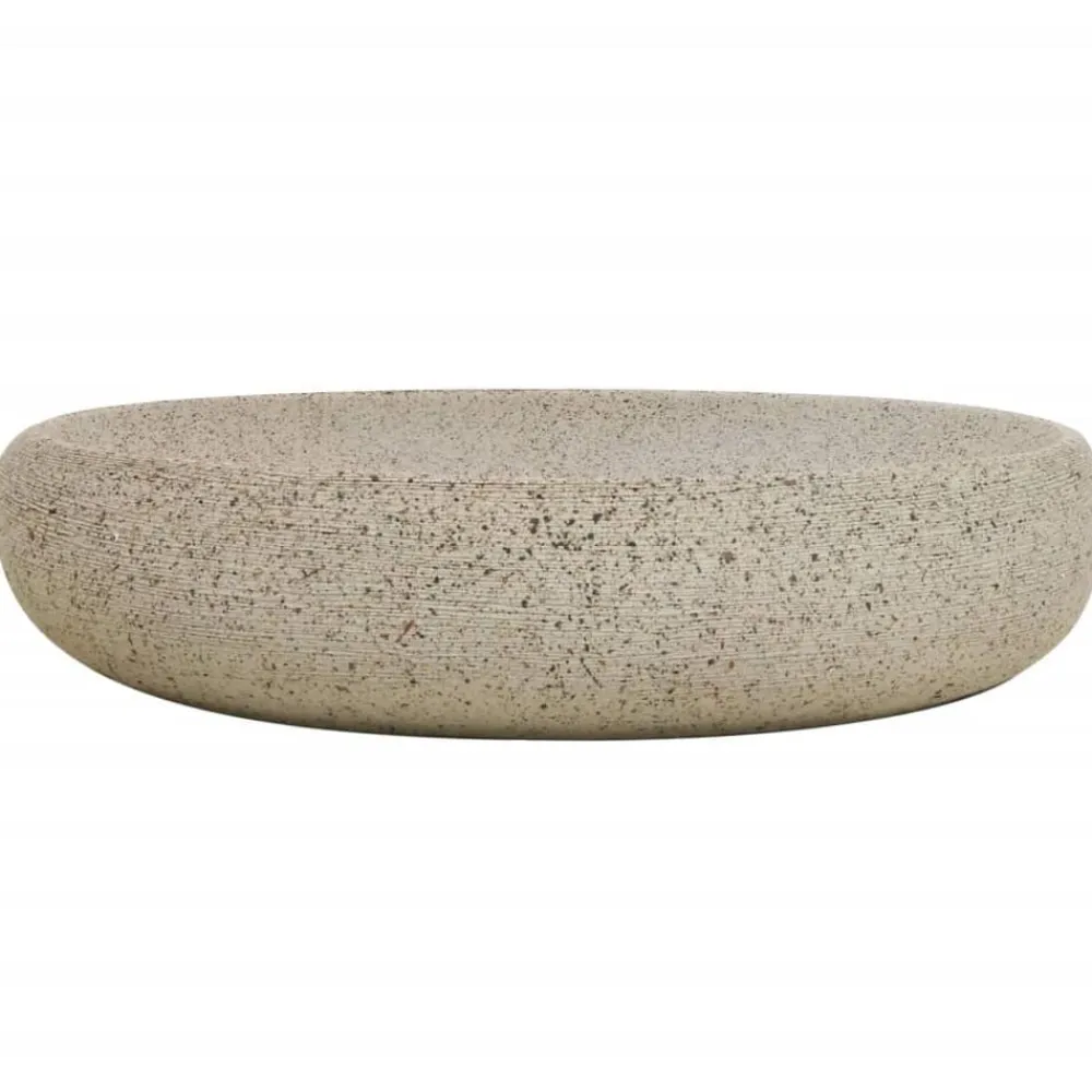vidaXL Lavabo sobre encimera ovalado cerámica 59x40x15 cm Arena