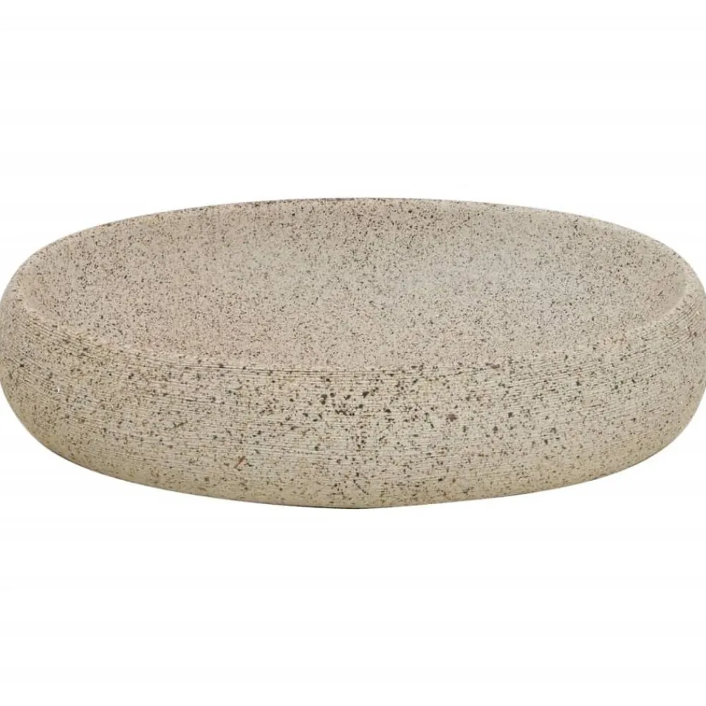 vidaXL Lavabo sobre encimera ovalado cerámica 59x40x15 cm Arena
